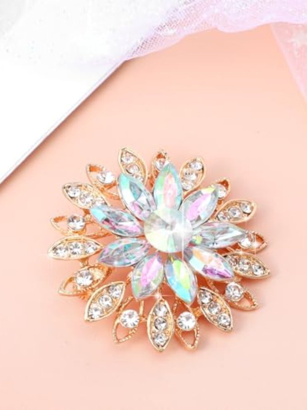 Rhinestone Flower Brooches and Pins Sunflower Brooch Pin Gold | for Women